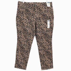 Terra & Sky Women's Core Straight Stretch Brown Leopard Denim Jeans Plus 18W NWT